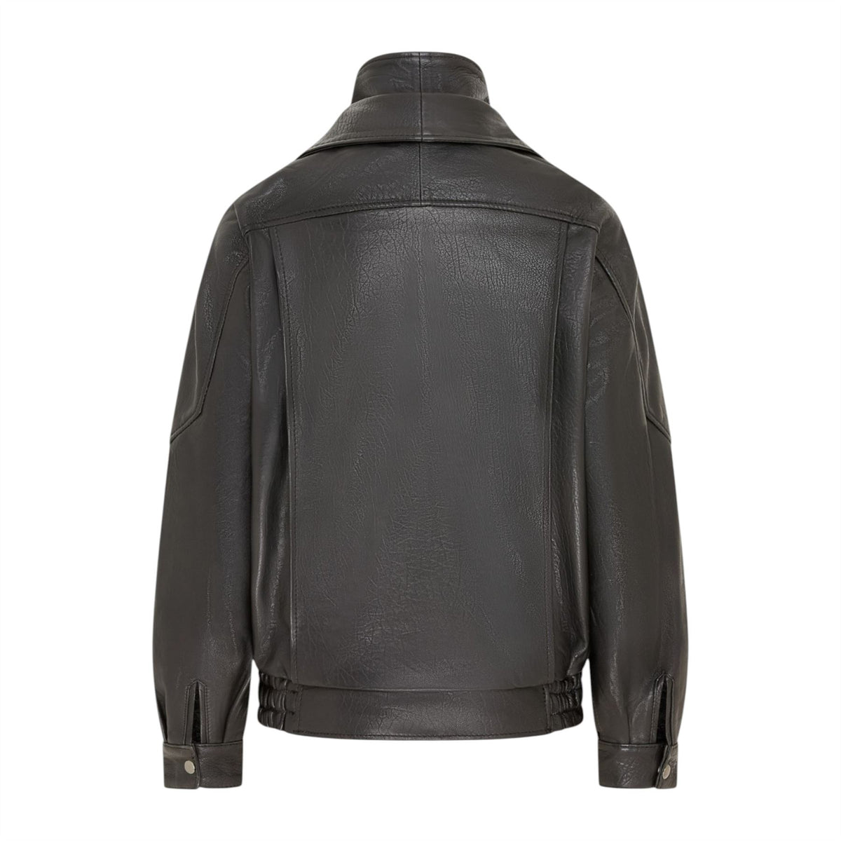 Womens Leather Biker Blouson Oversized Jacket - Big Bomber