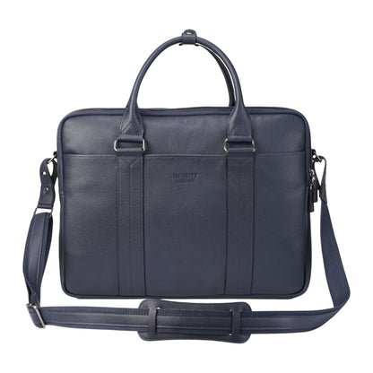 Genuine Leather Navy Laptop Business Briefcase Office Work Travel Bag - Sutton