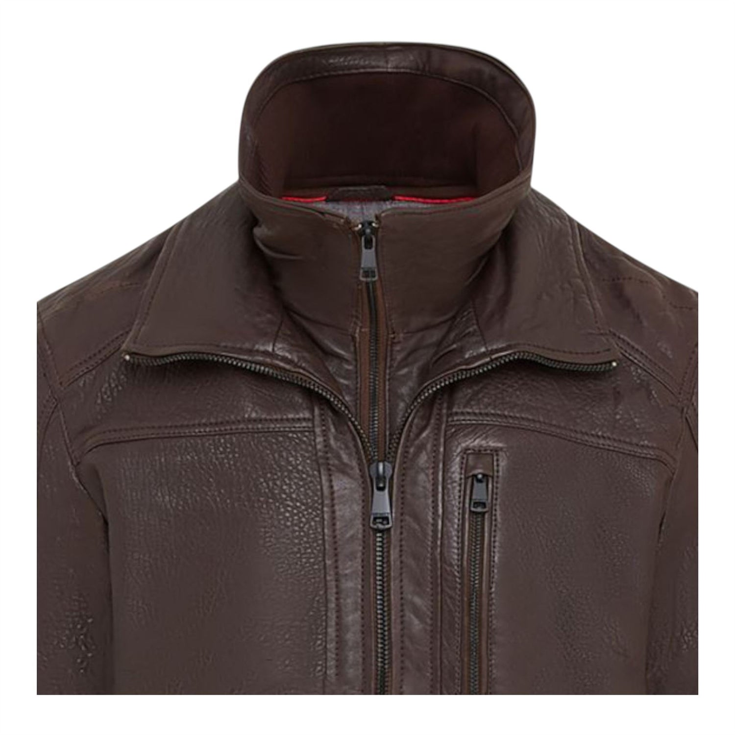 Mens Warm Mid-Length Leather Biker Coat - Sikander