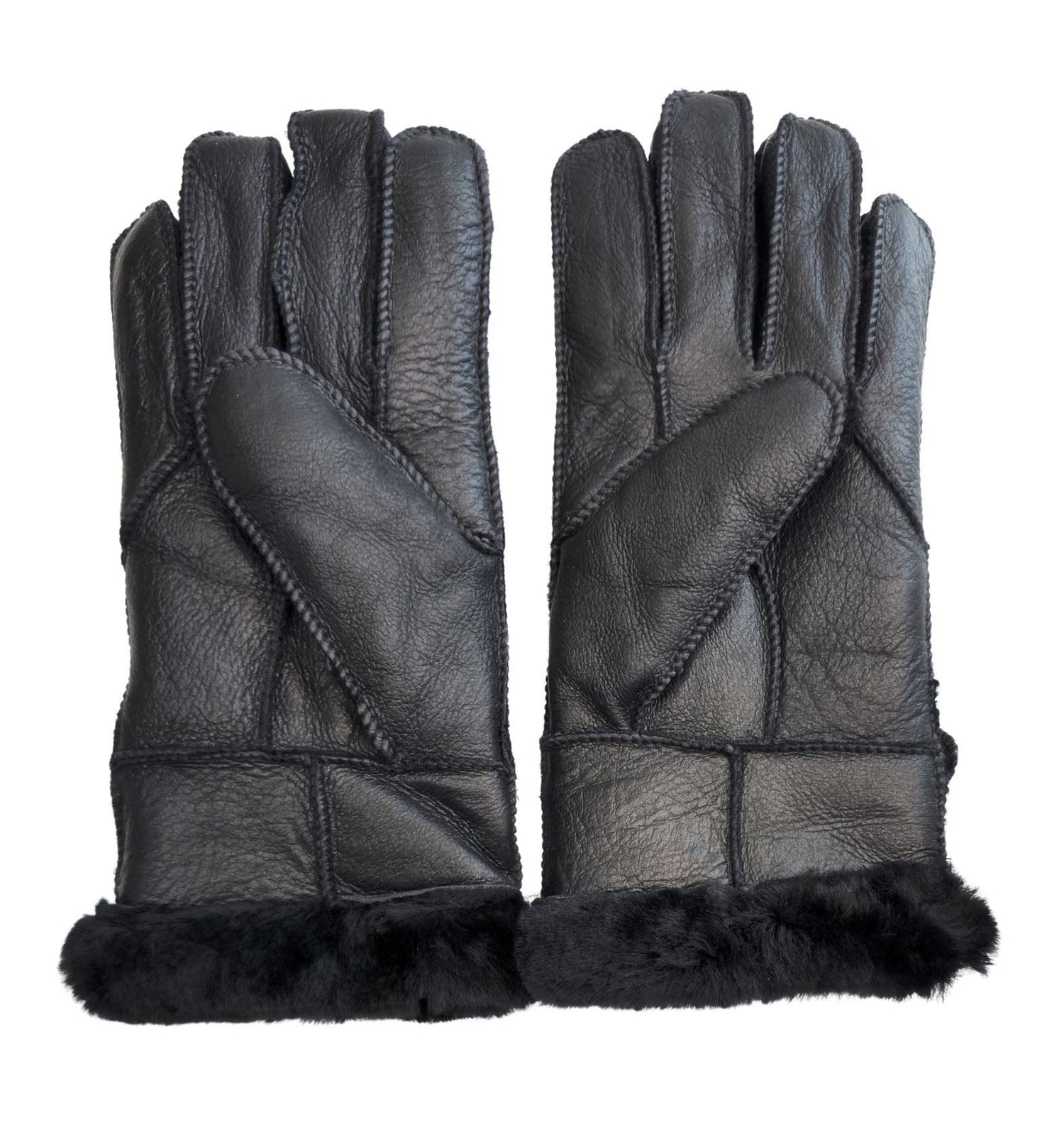 Mens Luxury Sheepskin Leather Gloves With Buckle