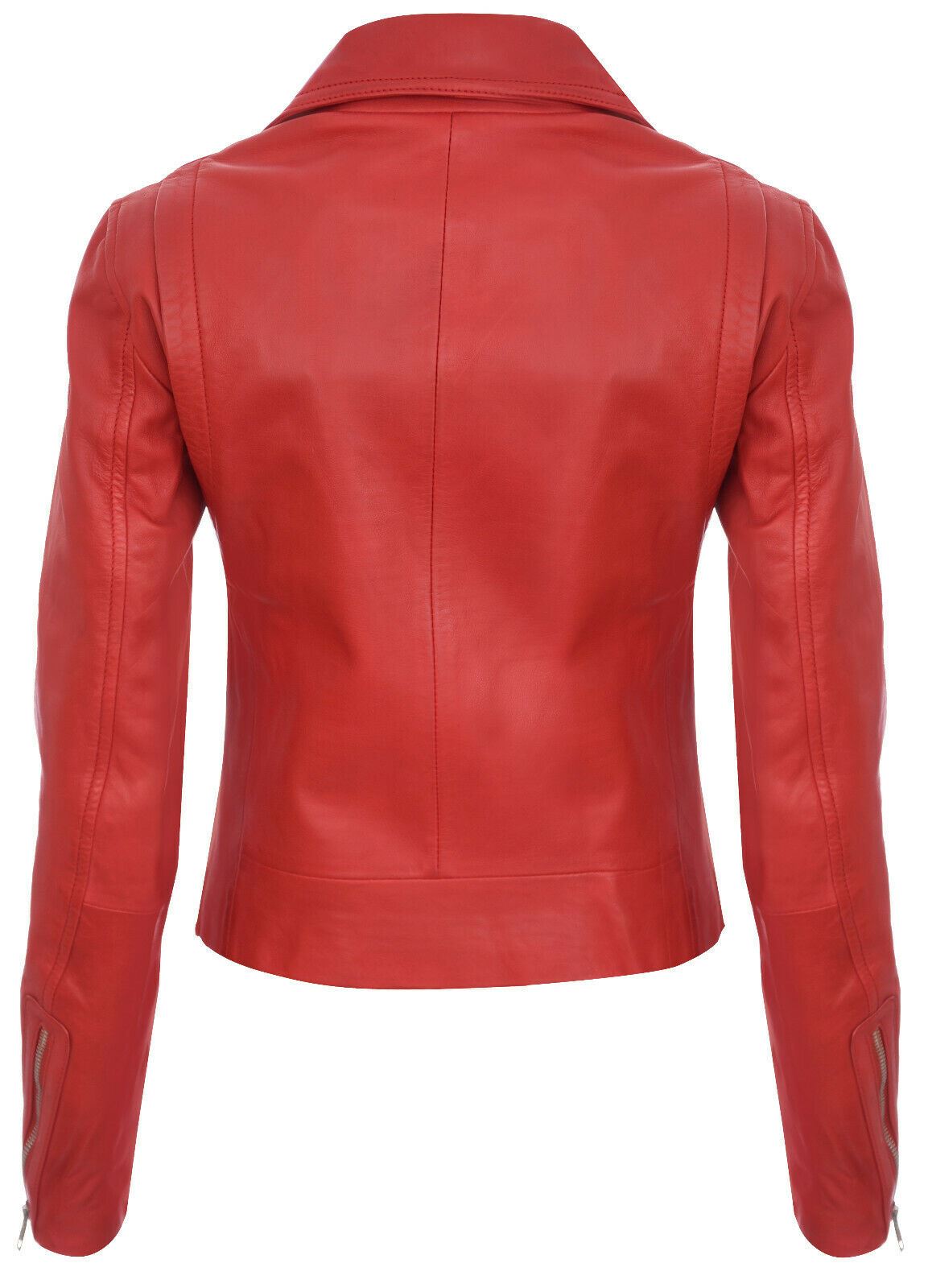 Womens Smart Leather Biker Jacket-Matlock - Upperclass Fashions 