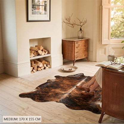 Natural Cow Leather Cowhide Hairon Rug - Dark Brindle