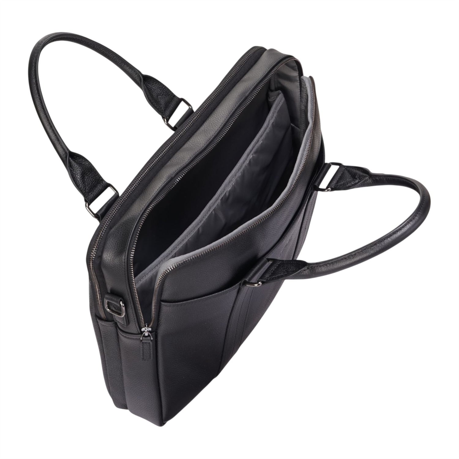 Genuine Leather Black Laptop Business Briefcase Office Work Travel Bag - Sutton