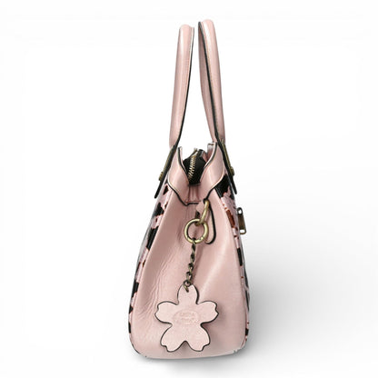 Laura Vita Aramis-08 Womens Rose Pink Floral Print Adjustable Straps Shoulder Tote Handbag