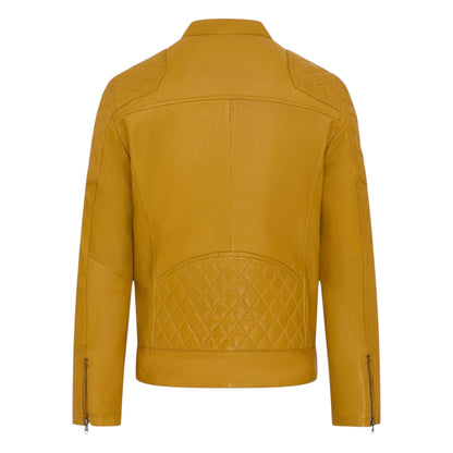 Mens Leather Quilted Shoulder Biker Jacket - Rock