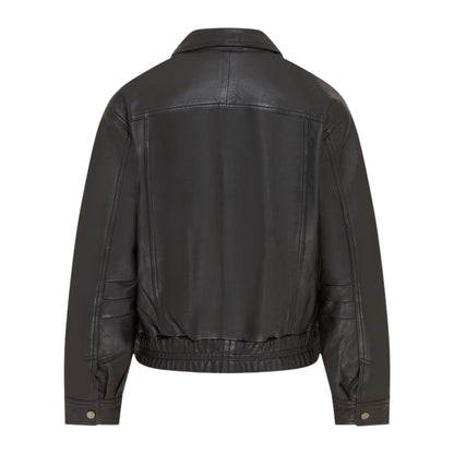 Womens Leather Biker Bomber Oversized Jacket - Blouson