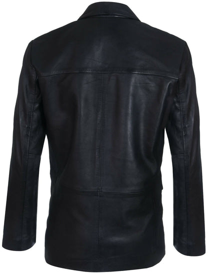 Mens Leather Classic 3 Button Blazer Jacket-Dudley - Upperclass Fashions 