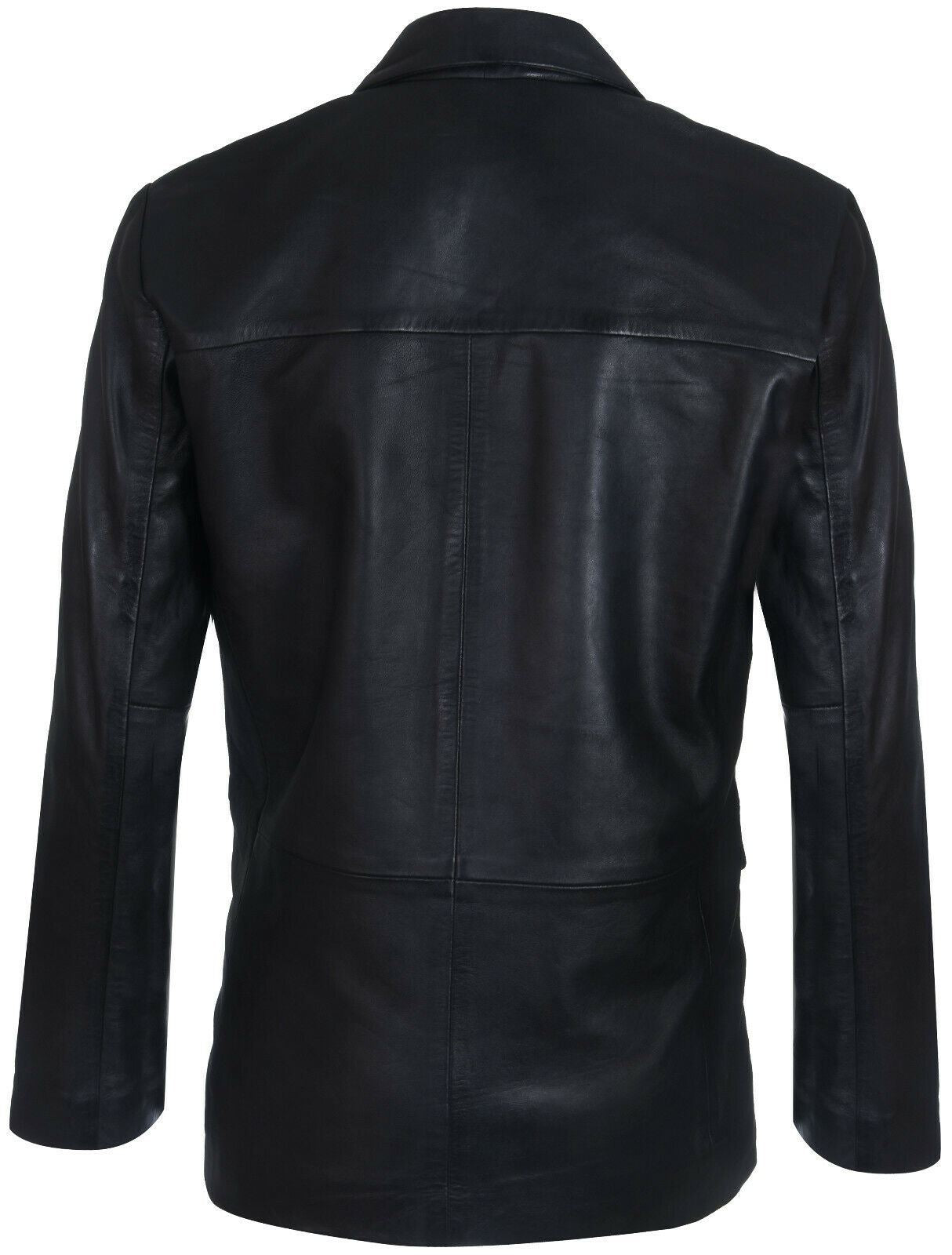 Mens Leather Classic 3 Button Blazer Jacket-Dudley