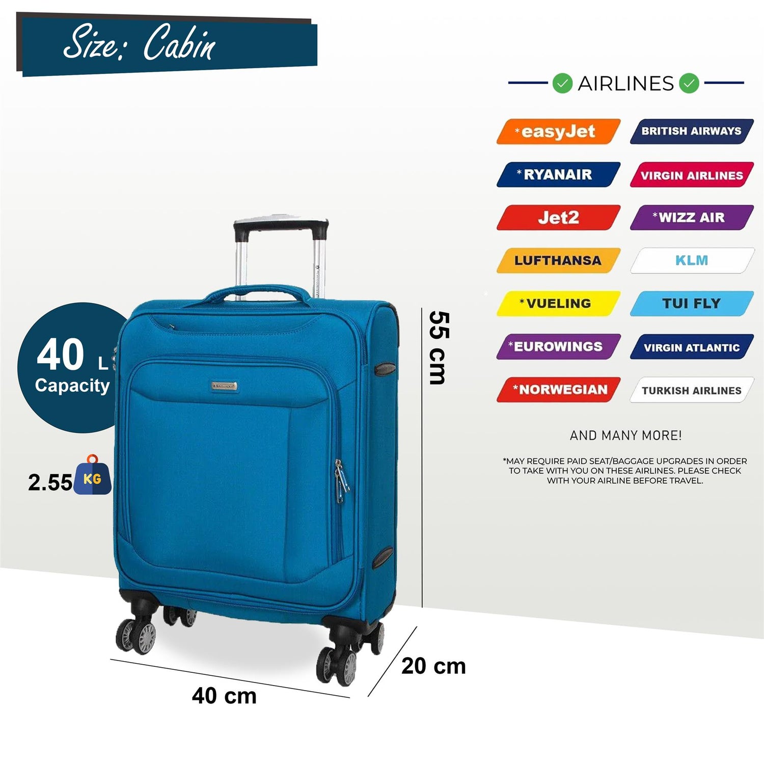 Centreville Cabin Soft Shell Suitcase in Teal