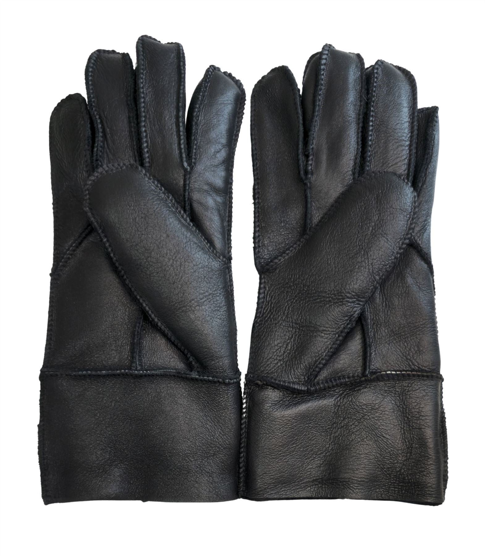 Unisex Sheepskin Leather Gloves with Roll Up/Down Cuff