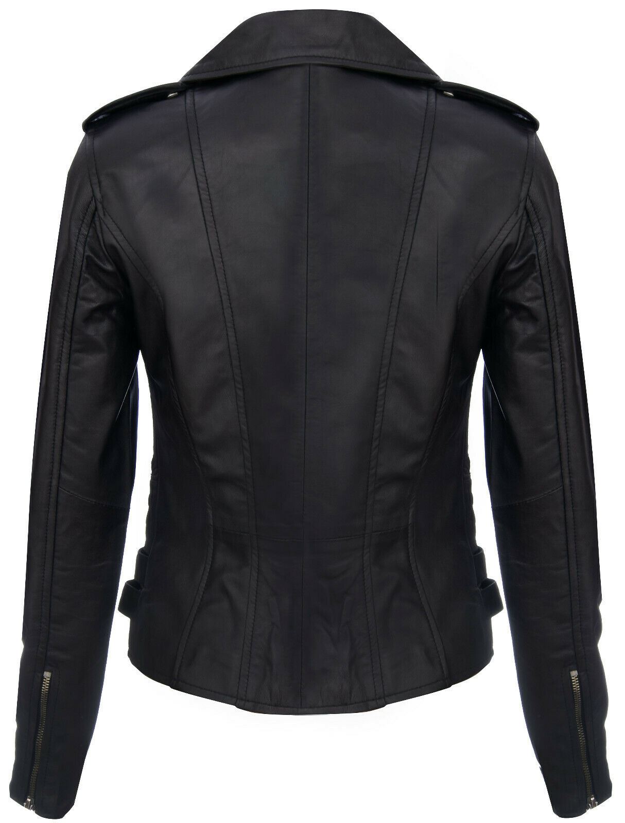 Womens Leather Brando Biker Jacket-Loddon - Upperclass Fashions 