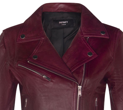 Womens Classic Leather Brando Biker Jacket-Loughton