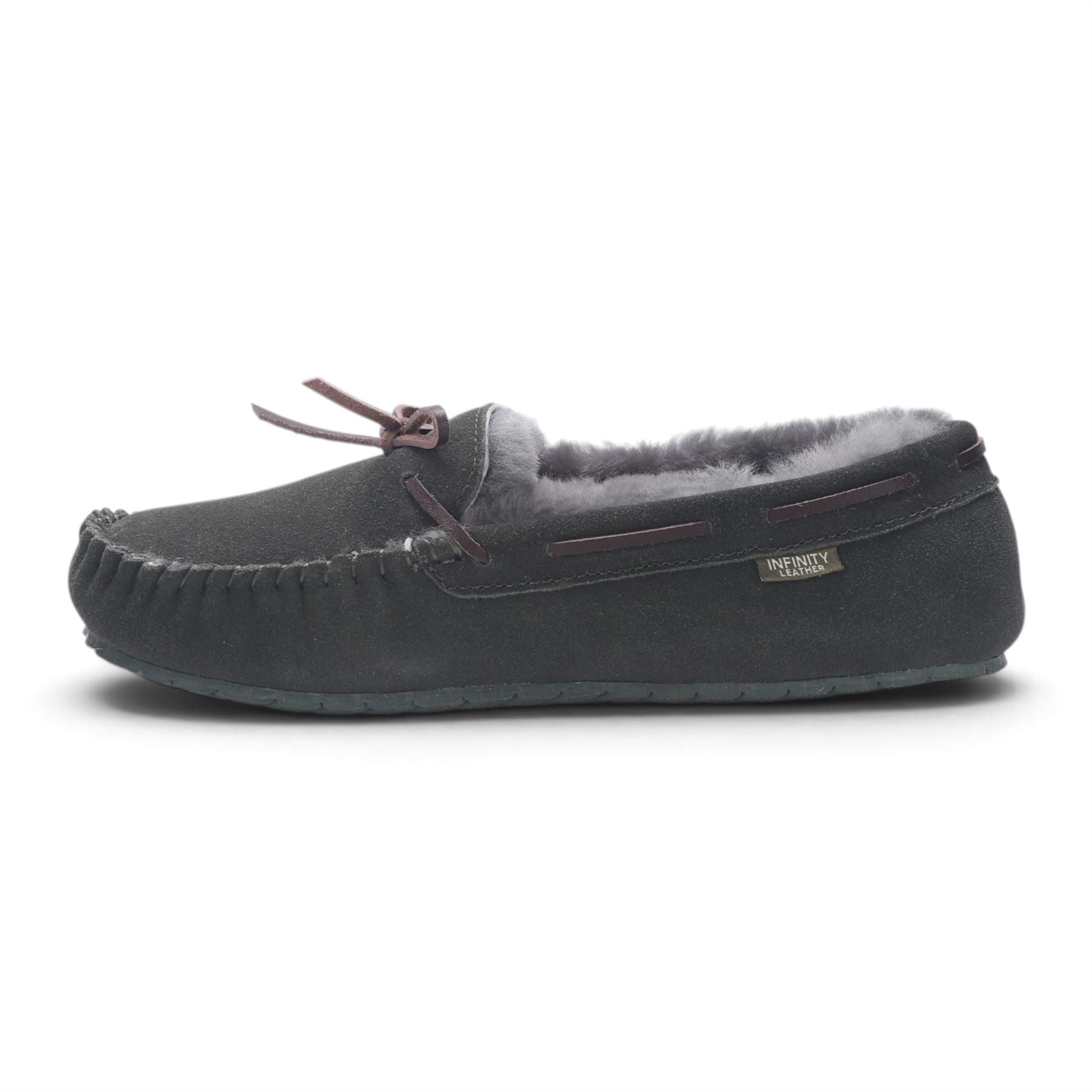Men’s Olive Green Genuine Sheepskin Moccasin Winter Slippers - Flint