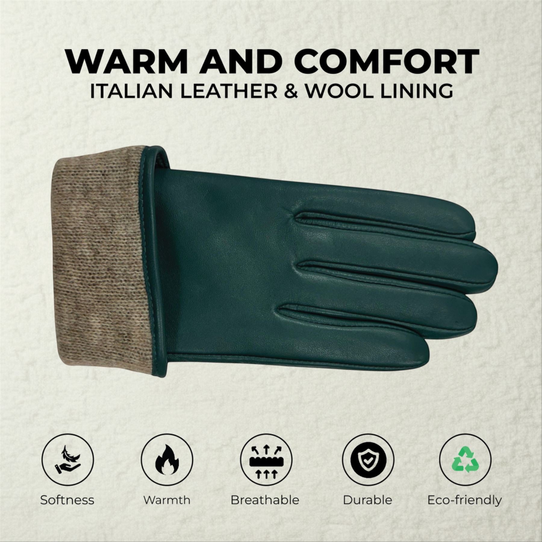 Womens Italian Leather Winter Buckle Soft Wool Lining Gloves - L-GLV-601