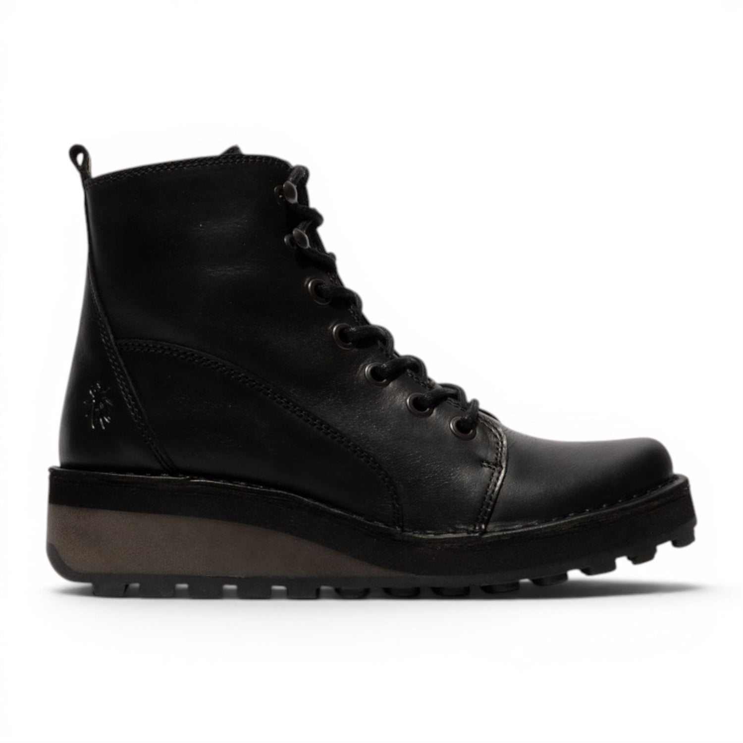 Fly London Womens Black Leather Lace-Up Ankle Boots - HAZI147