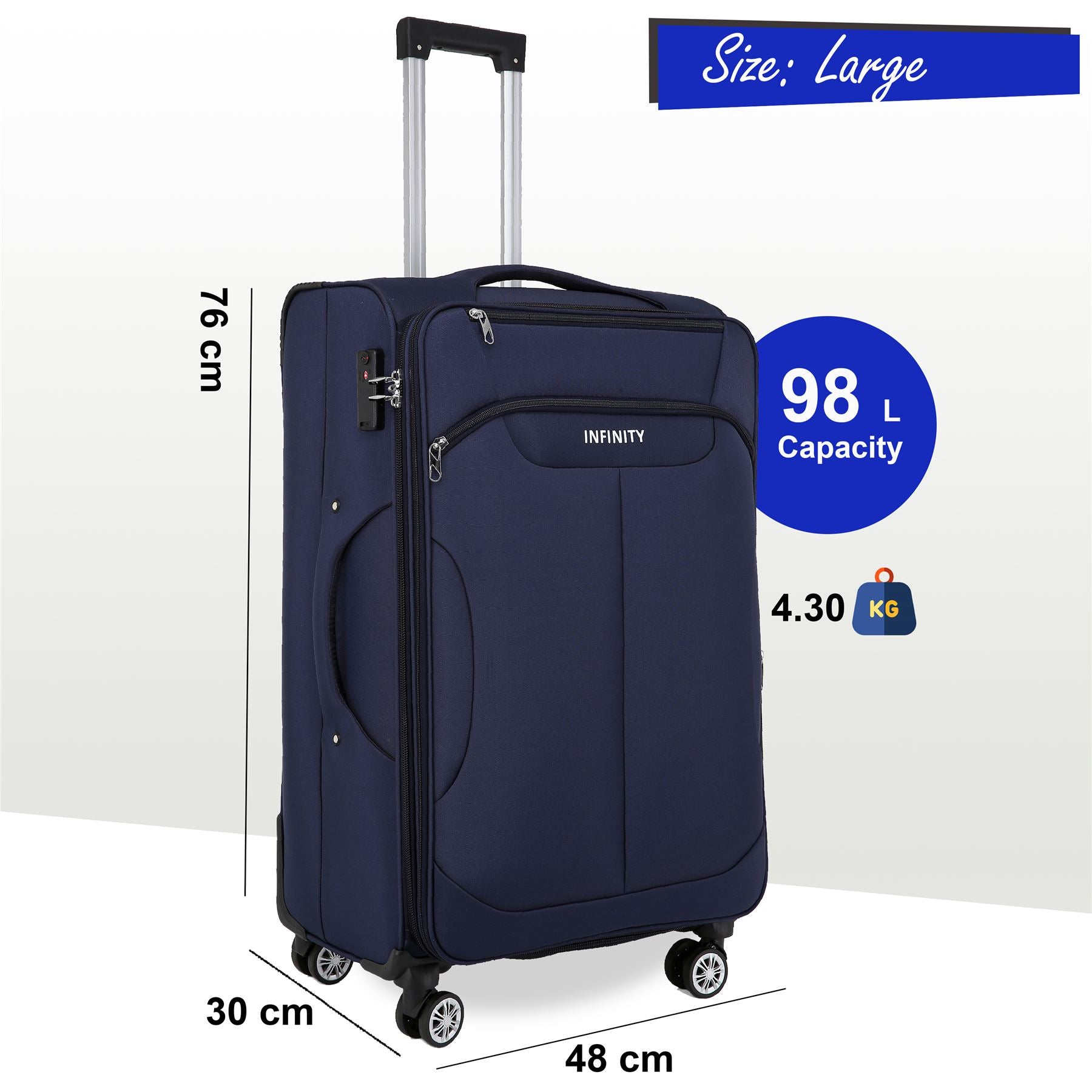 Delta Large Hard Shell Suitcase in Navy