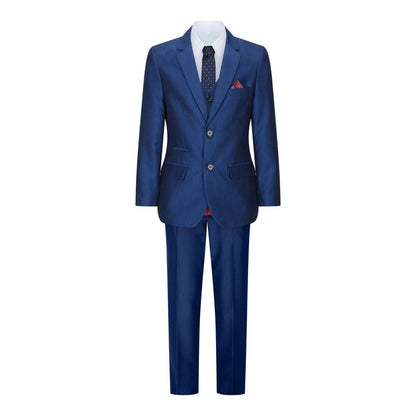 Boys 3 Piece Shiny Royal Blue Classic Suit