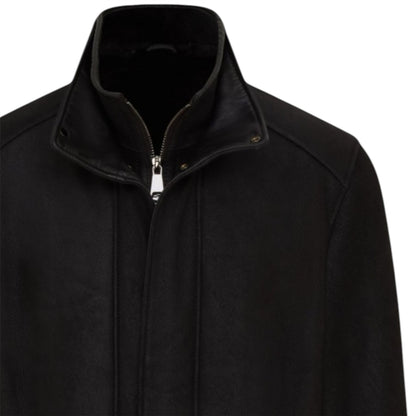 Mens Leather Funnel Neck Collar Coat Jacket - Thomas