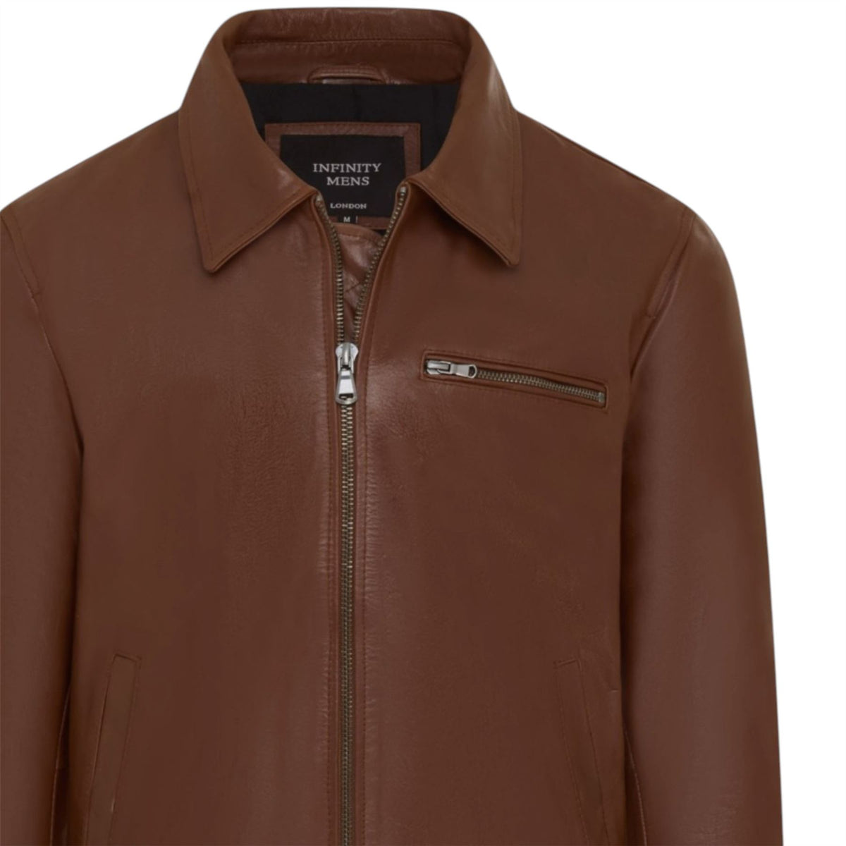 Mens Leather Harrington Collar Biker Jacket - Arick