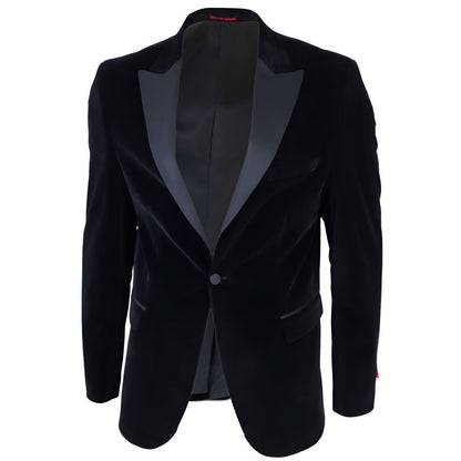 Mens Black Velvet Dinner Tuxedo Suit Jacket Blazer - Upperclass Fashions 