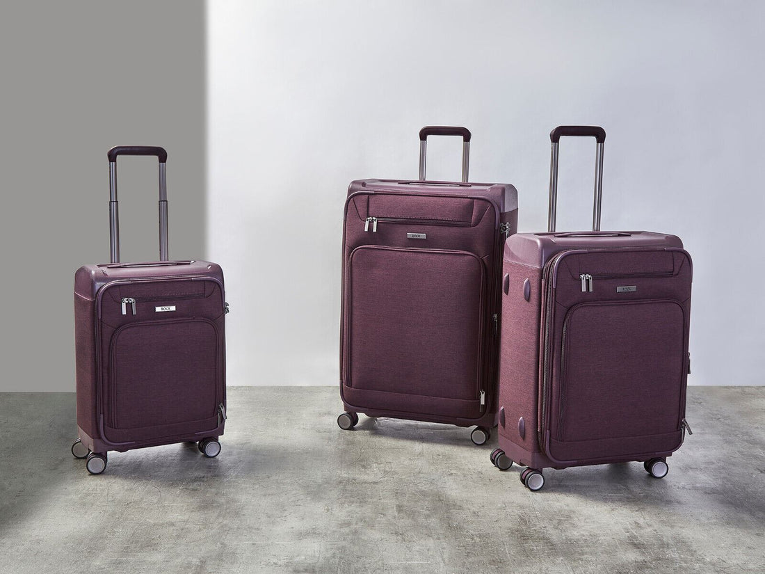 Lightweight Purple Soft Suitcases 4 Wheel Luggage Travel Trolley Cases Cabin Bags - Upperclass Fashions 