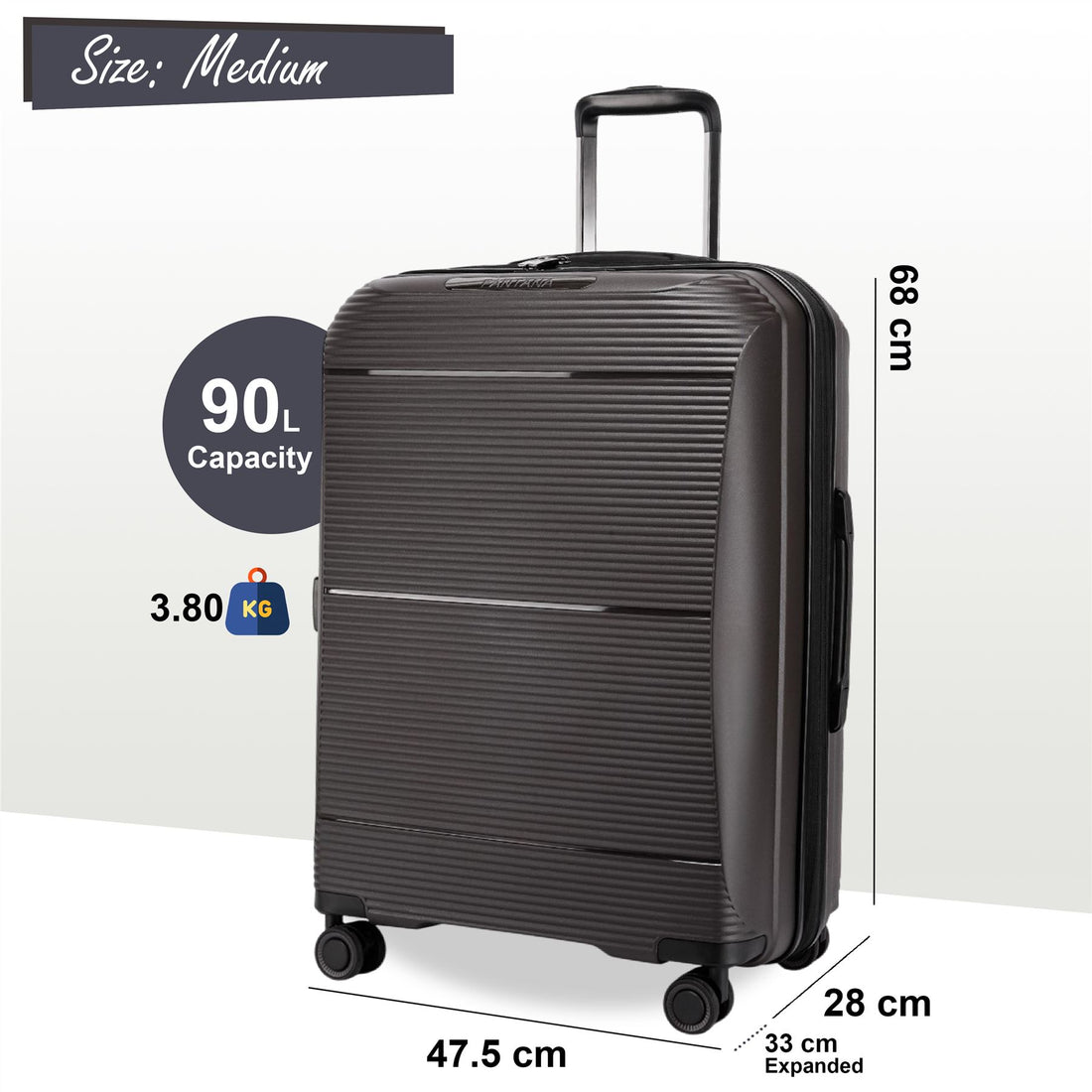 Abiko Medium Hard Shell Suitcase in Grey