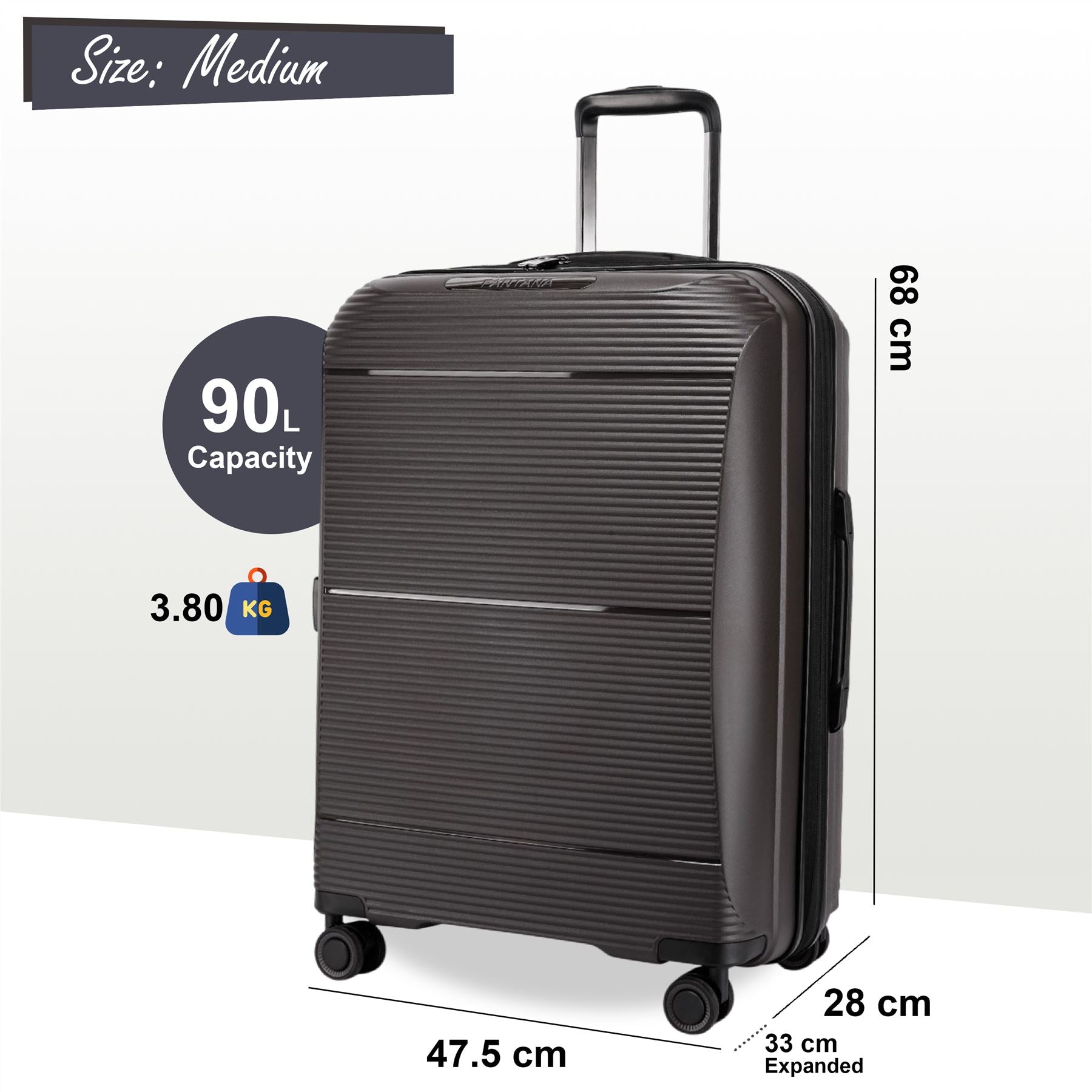 Abiko Medium Hard Shell Suitcase in Grey
