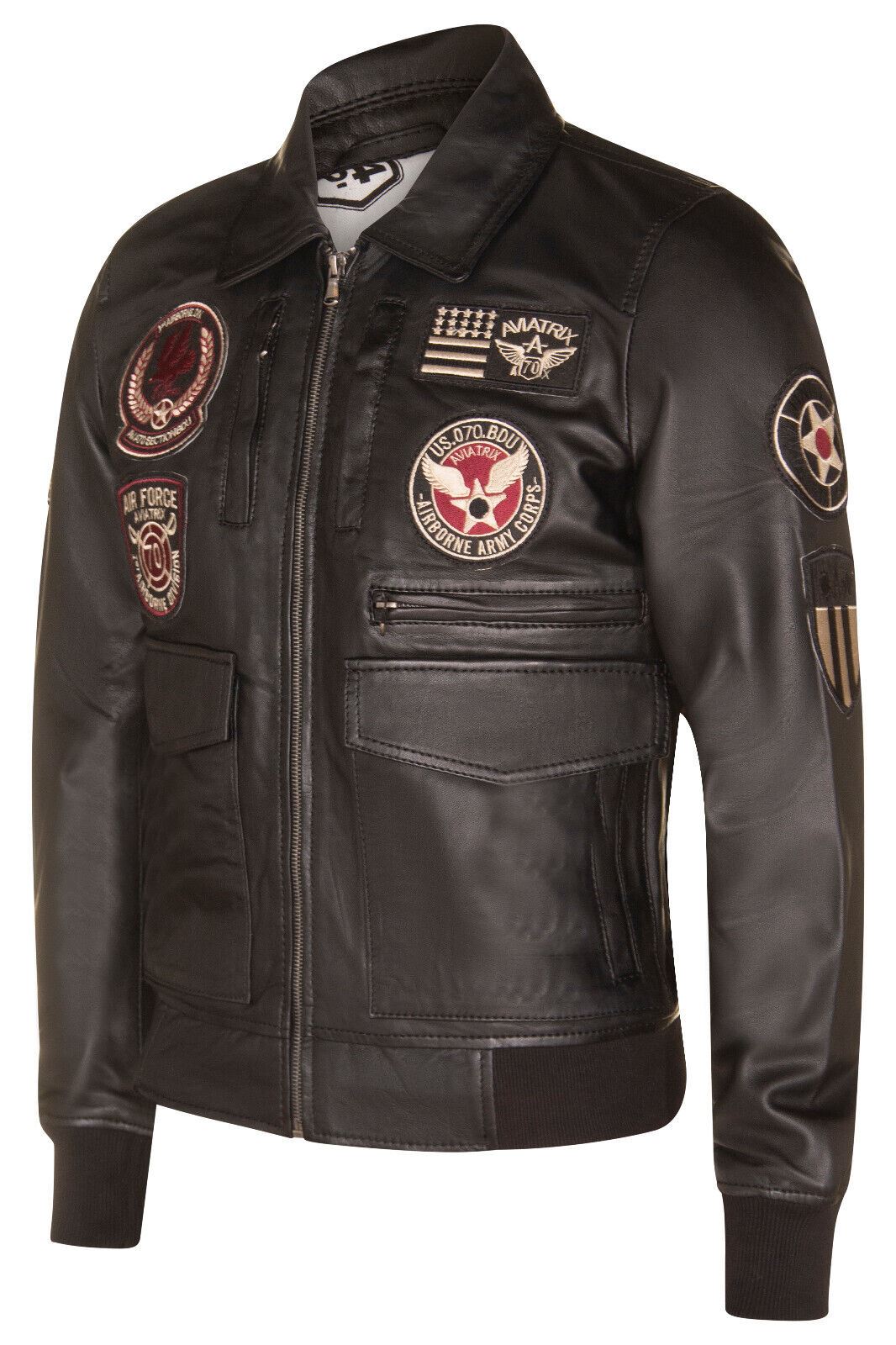 Mens Leather Pilot Bomber Jacket - Crediton