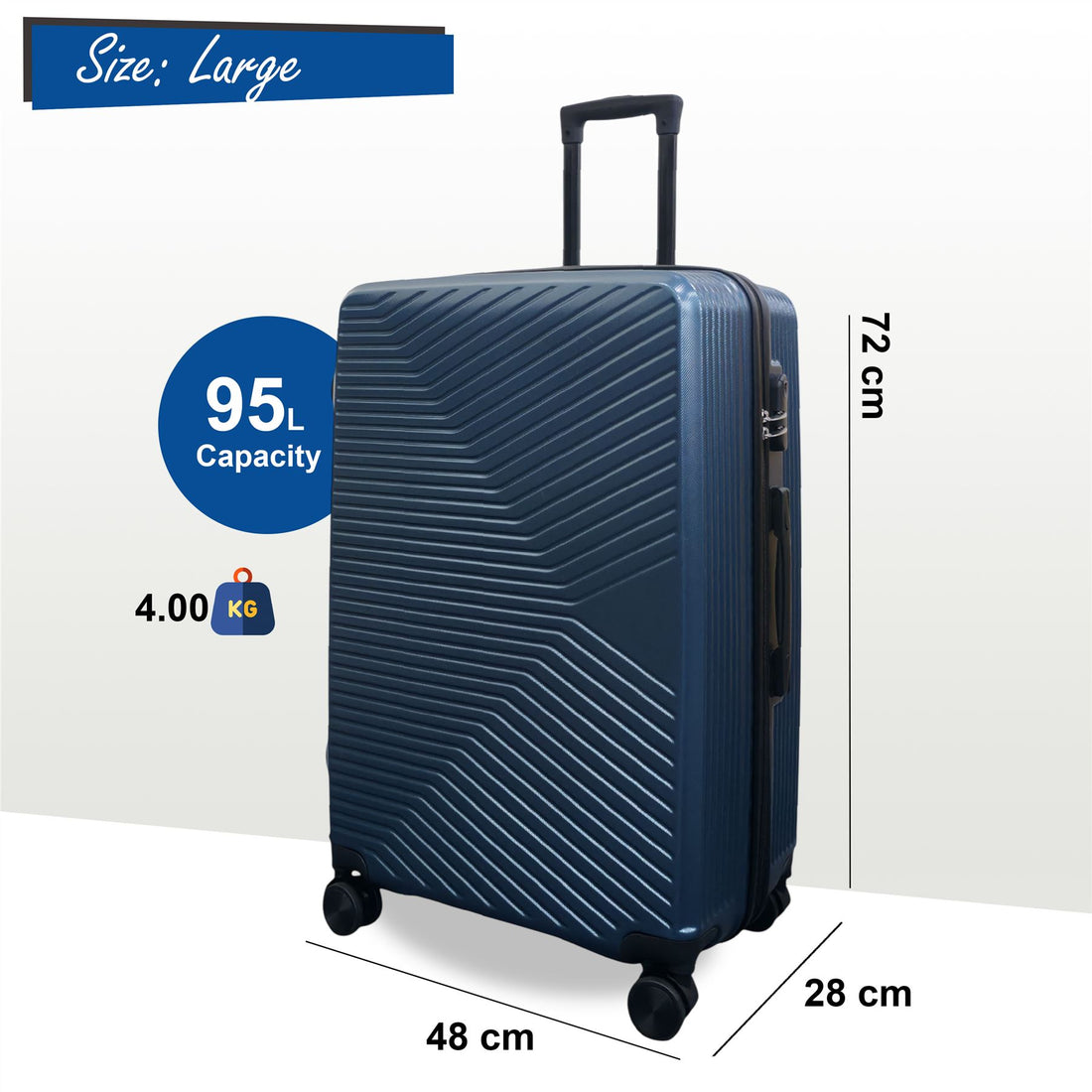 Junee Large Hard Shell Suitcase in Blue