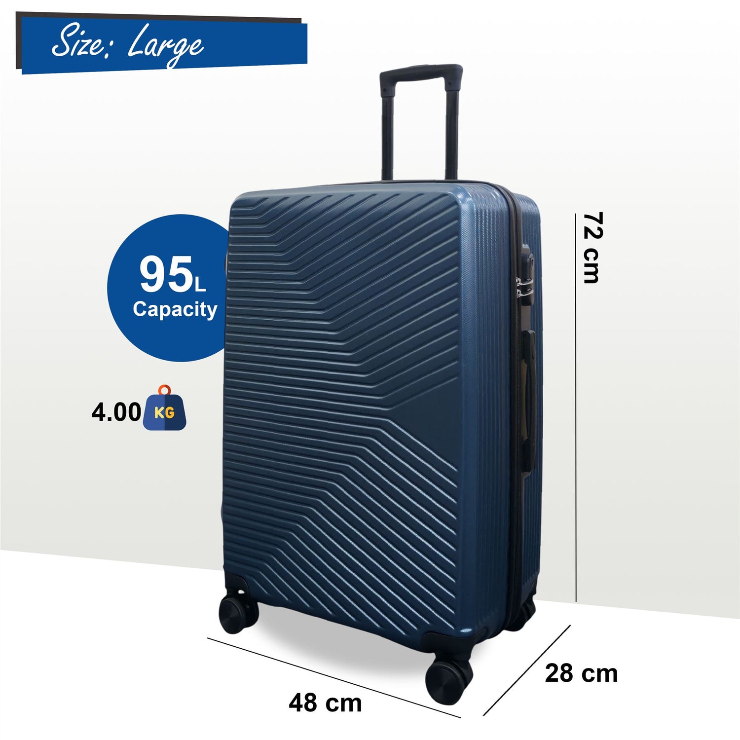 Junee Large Hard Shell Suitcase in Blue