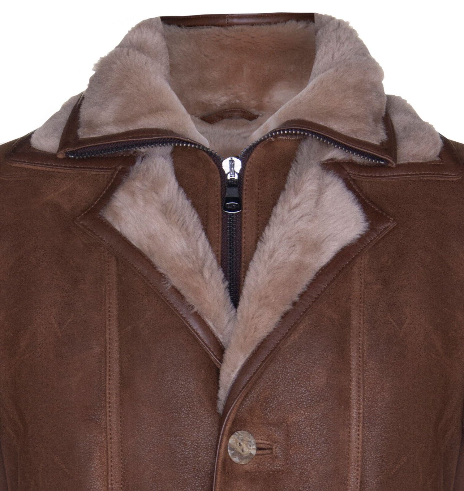Mens Warm Sheepskin Leather Overcoat-Ilford