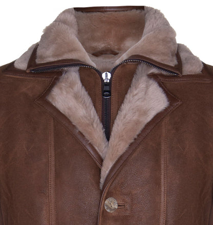Mens Warm Sheepskin Leather Overcoat-Ilford
