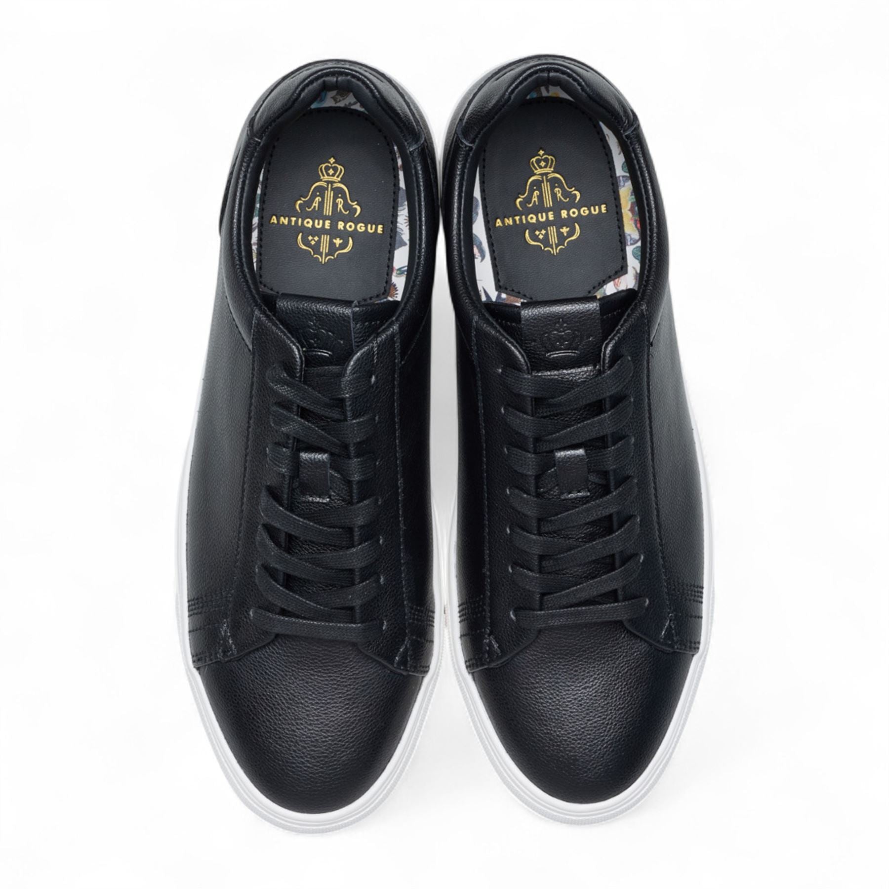 Antique Rogue Men’s Black Leather Trainer Sneaker Shoes - Gibbs