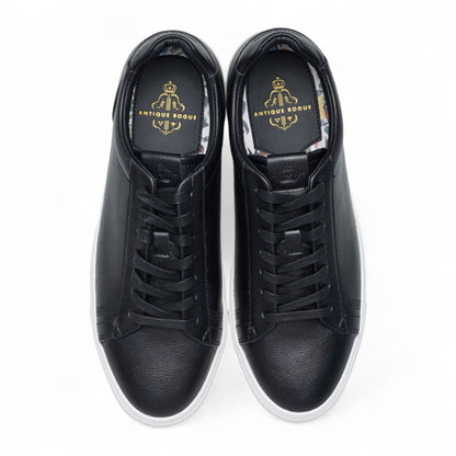 Antique Rogue Men’s Black Leather Trainer Sneaker Shoes - Gibbs