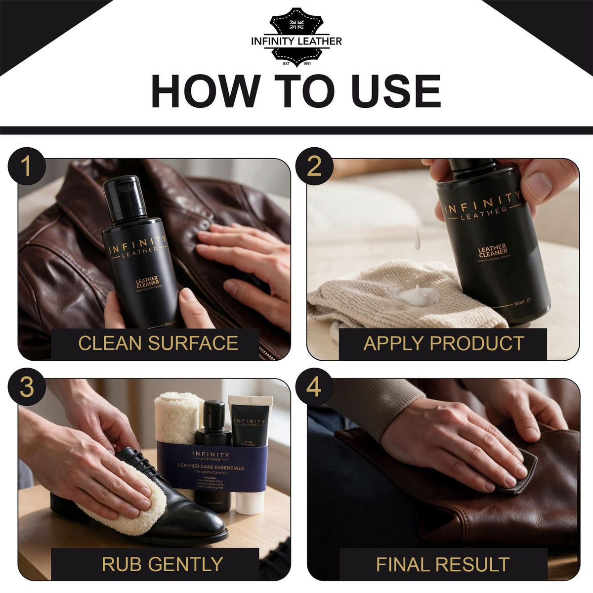 Leather Cleaner, Polish &amp; Glove Smooth Leather Kit