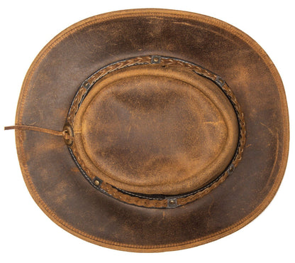 Cowboy Aussie Real Leather Hat Australian Tan Brown Western Outback Bush Hat