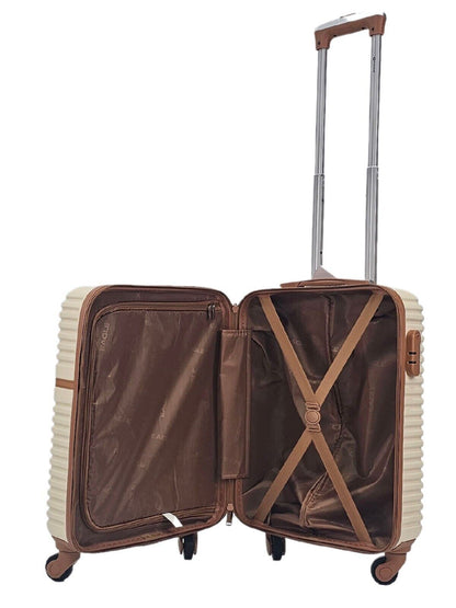 Hardshell Cabin Beige Suitcase Set Robust 4 Wheel ABS Luggage Travel Bag