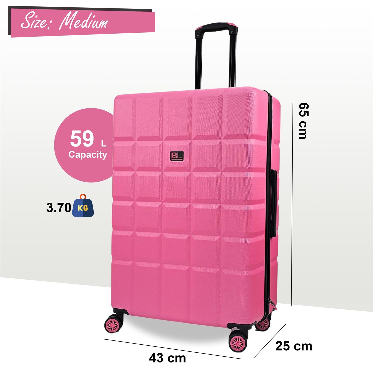 Coker Medium Soft Shell Suitcase in Pink