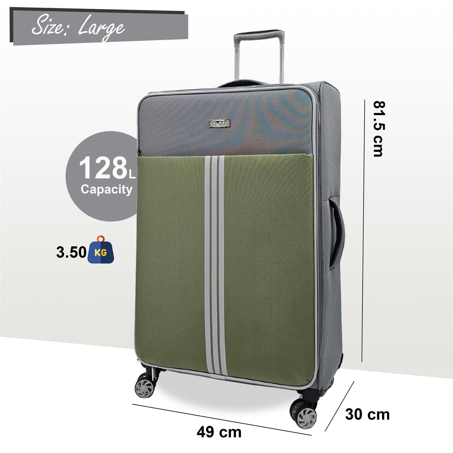Beaverton Large Soft Shell Suitcase in Grey
