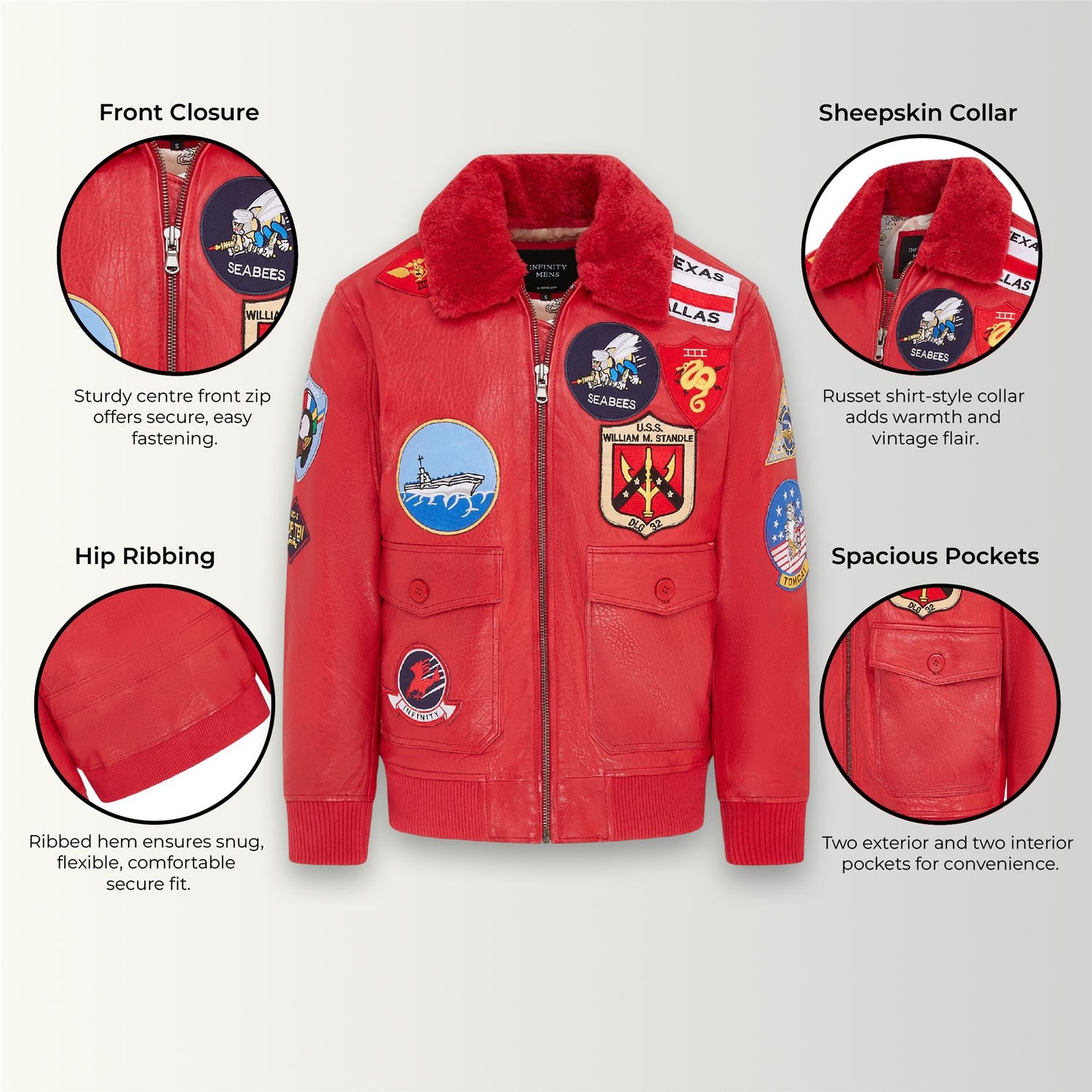 Mens A2 Top Gun  Leather Bomber Jacket-Camborne