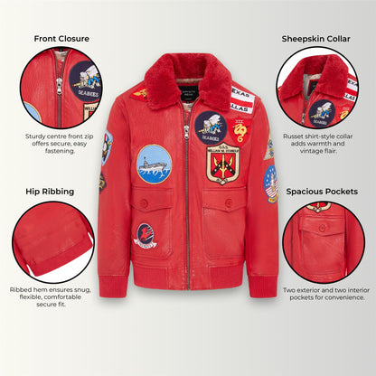 Mens A2 Top Gun  Leather Bomber Jacket-Camborne