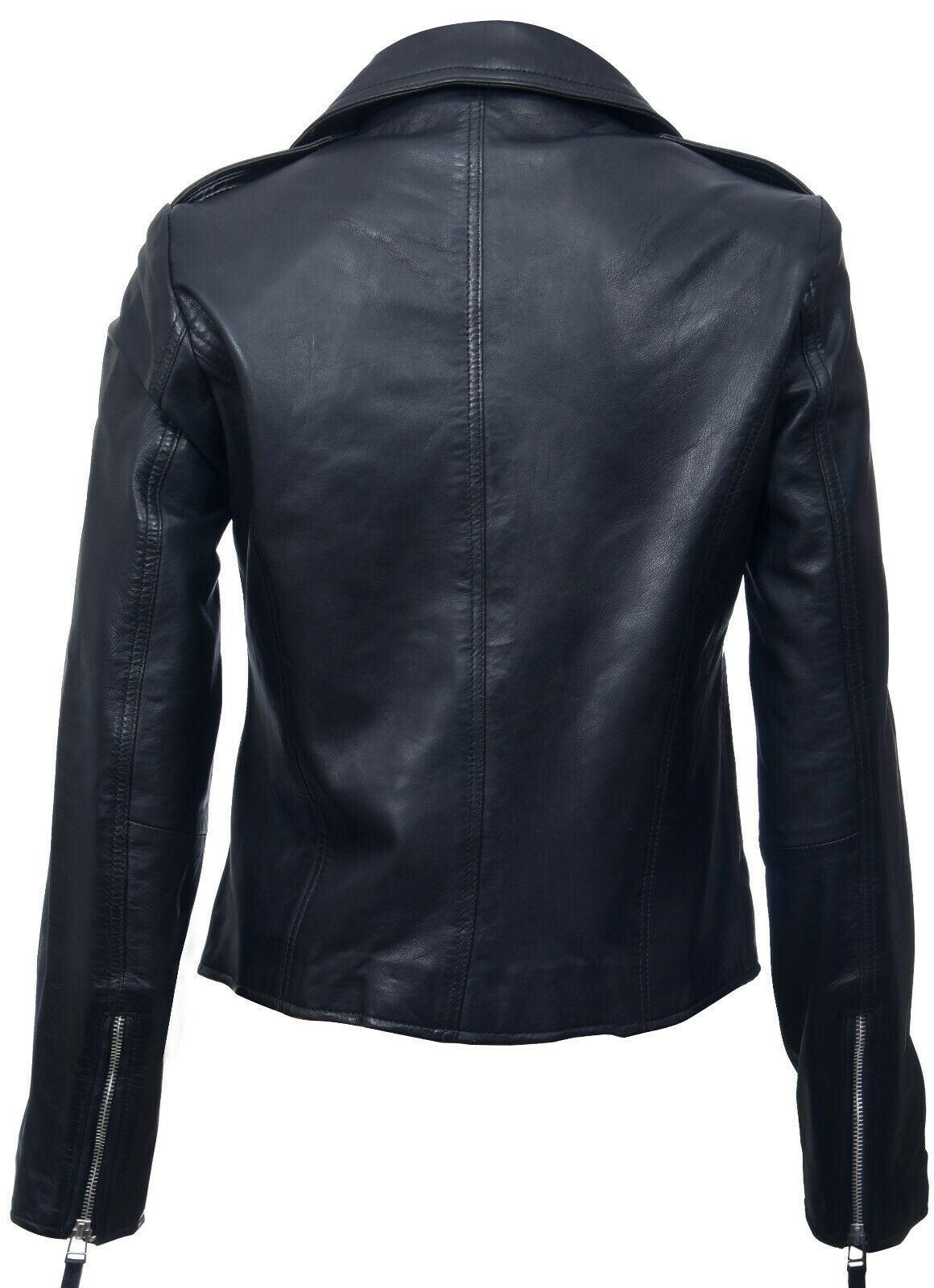 Womens Smart Leather Biker Jacket-Matlock - Upperclass Fashions 