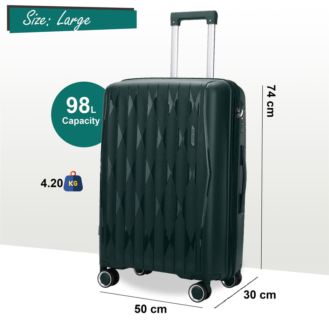 Burnaby Large Hard Shell Suitcase in Green