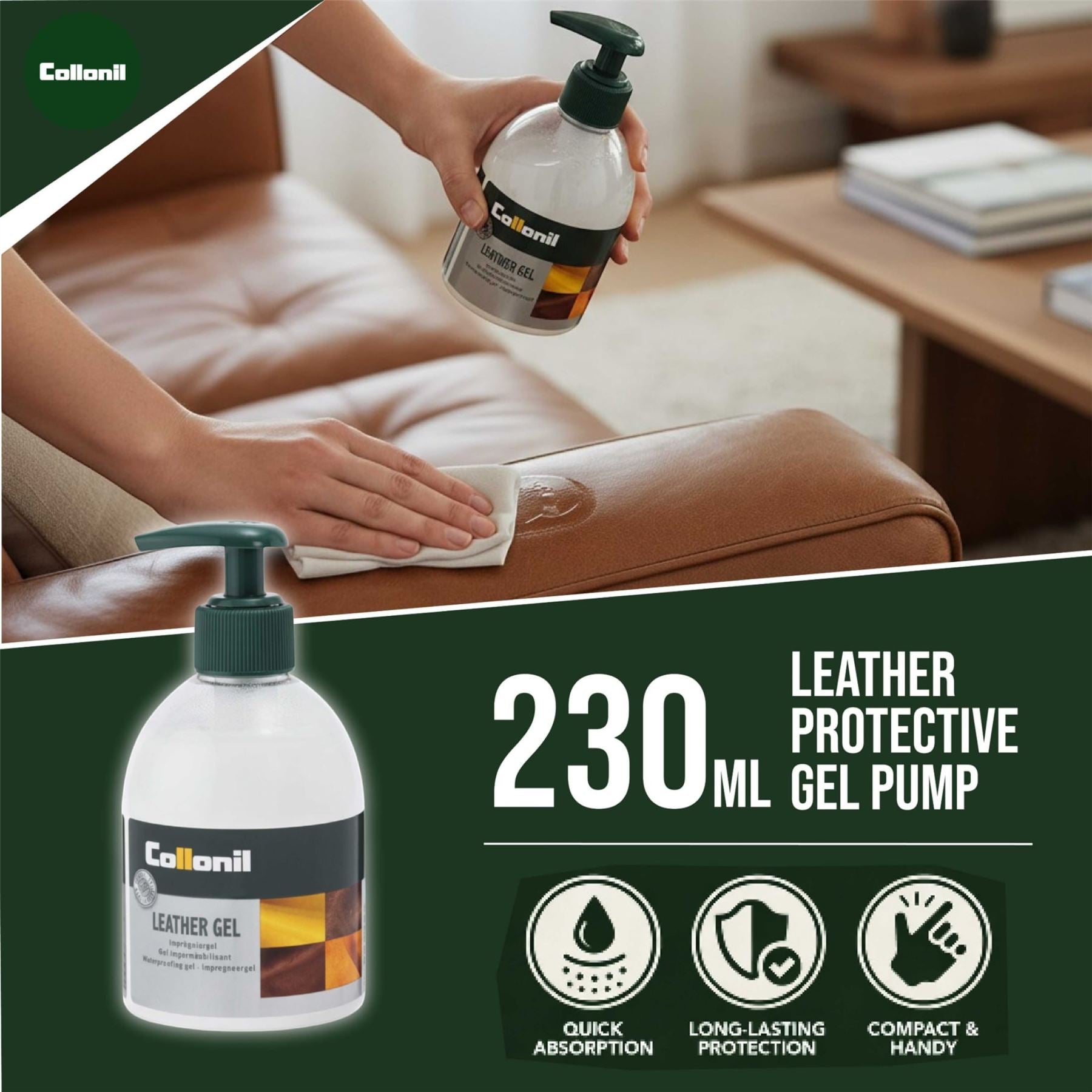 Collonil Leather Gel 60ml/230ml Waterproof, Dirt-Repellent &amp; Colour-Reviving Leather Care