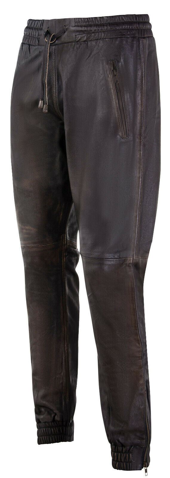 Mens Comfort  Leather Jogging Bottoms-Halifax