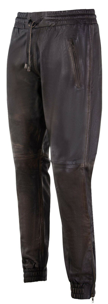 Mens Comfort  Leather Jogging Bottoms-Halifax