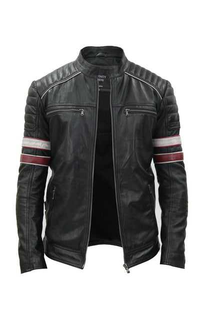 Mens Classic Quilted Leather Jacket-Southall