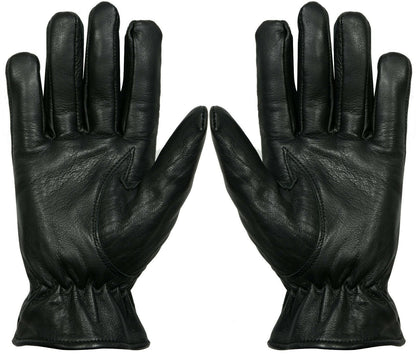 MENS BLACK CLASSIC REAL 100% LEATHER GLOVES THERMAL LINED DRIVING WINTER GIFT