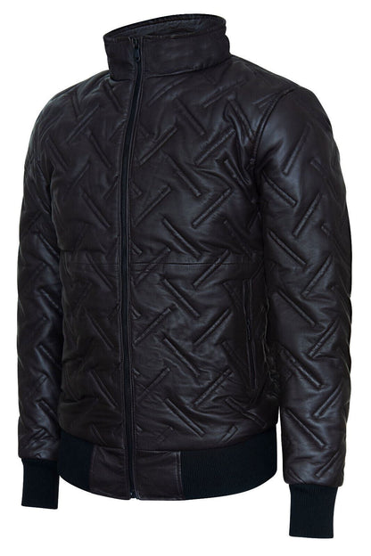 Mens Quilted Leather Bomber Jacket - Taunton