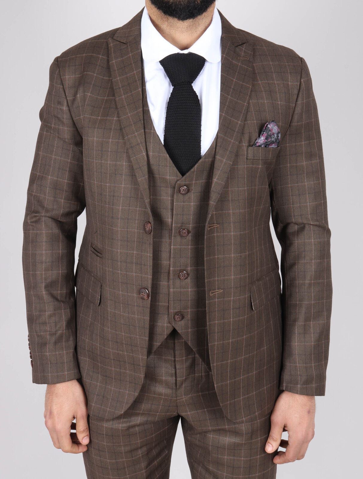 Mens IM2 Classic Plain Brown 3 Piece Suit - Upperclass Fashions 